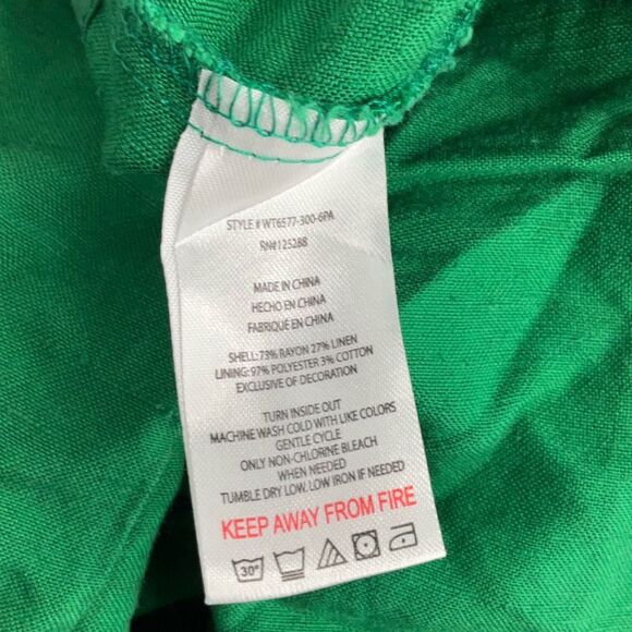 Jason Wu Green Linen Blend Sleeveless V-Neck Tiered Pleated Maxi Dress Size XL - Picture 4 of 6